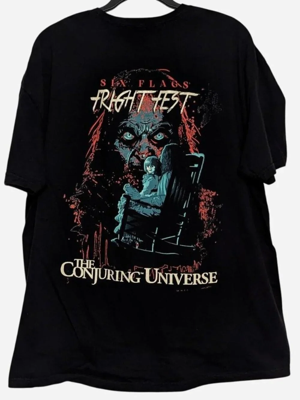 Official Six Flags Fright Fest The Conjuring Universe Annabelle Tee - 2XL